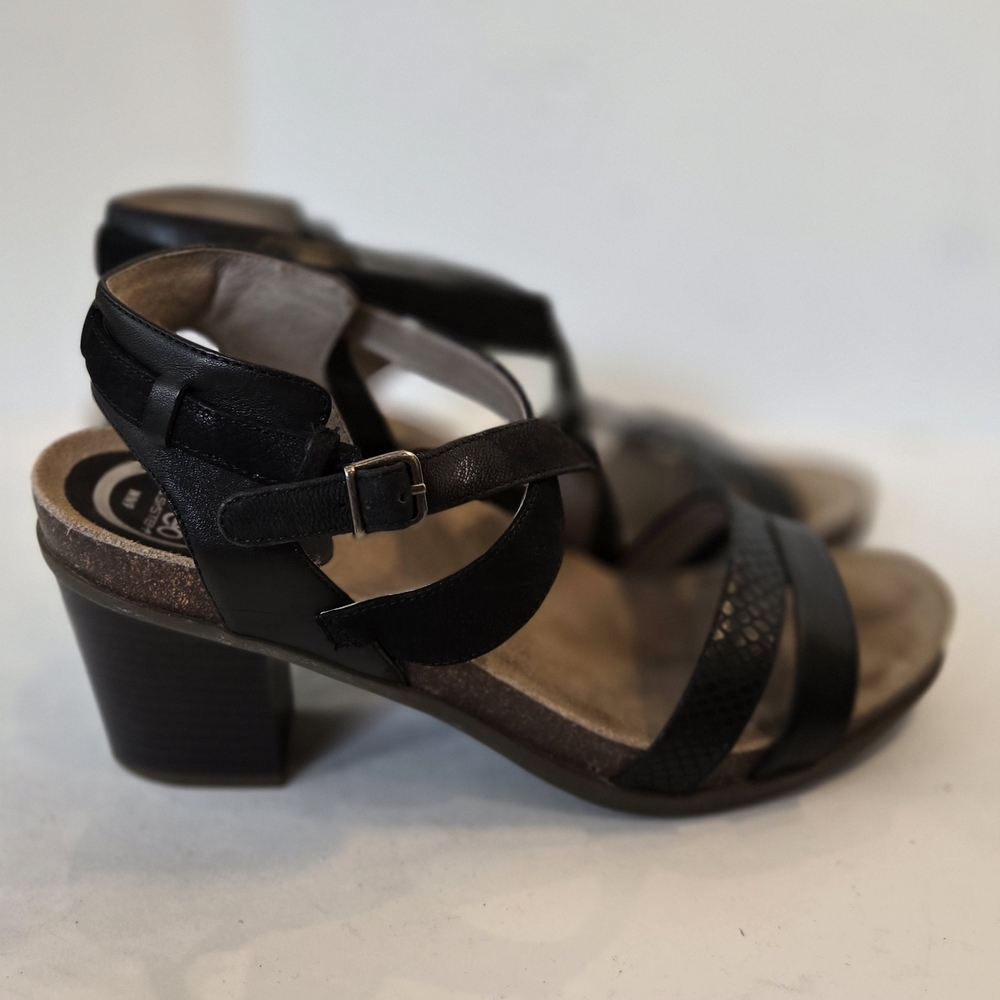 Abeo Black Strappy Leather Sandals